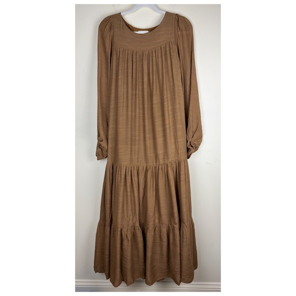 Joyfolie Romantic Boho Prairie Photo Shoot Charlize Maxi Dress Dull Gold XXS